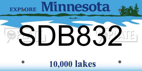 SDB832 Minnesota License Plate