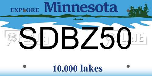 SDBZ50 Minnesota License Plate