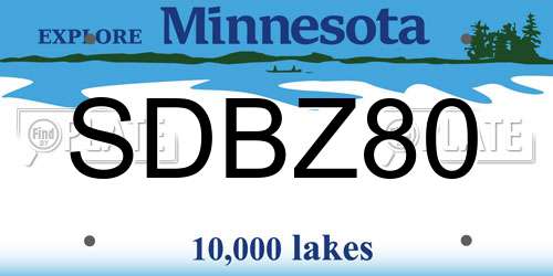 SDBZ80 Minnesota License Plate