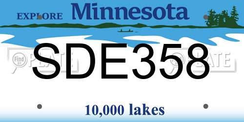 SDE358 Minnesota License Plate