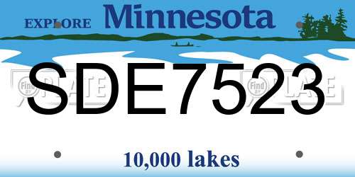 SDE7523 Minnesota License Plate