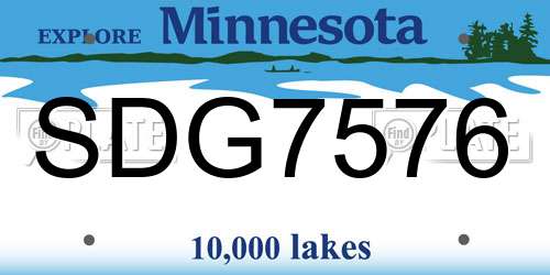 SDG7576 Minnesota License Plate