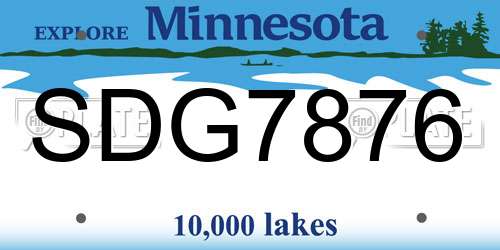 SDG7876 Minnesota License Plate