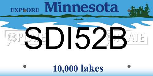 SDI52B Minnesota License Plate