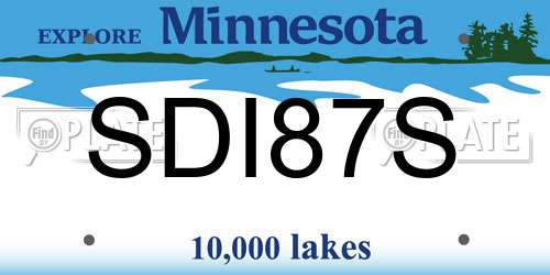 SDI87S Minnesota License Plate