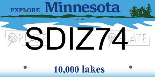 SDIZ74 Minnesota License Plate