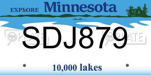 SDJ879 Minnesota License Plate