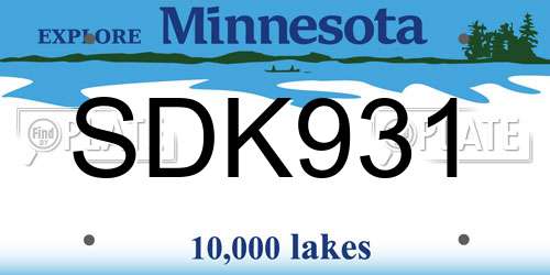 SDK931 Minnesota License Plate