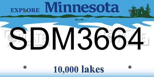 SDM3664 Minnesota License Plate