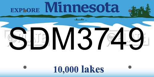 SDM3749 Minnesota License Plate