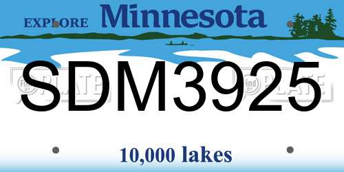 SDM3925 Minnesota License Plate