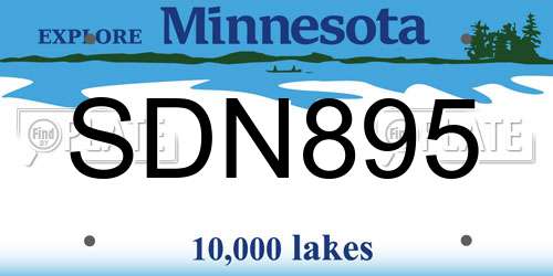 SDN895 Minnesota License Plate
