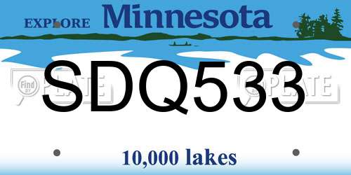 SDQ533 Minnesota License Plate