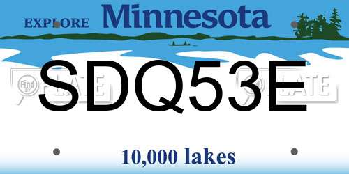 SDQ53E Minnesota License Plate