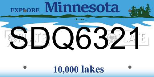 SDQ6321 Minnesota License Plate