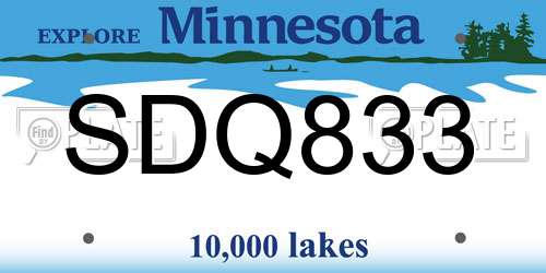SDQ833 Minnesota License Plate