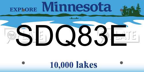 SDQ83E Minnesota License Plate
