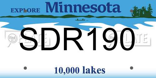 SDR190 Minnesota License Plate