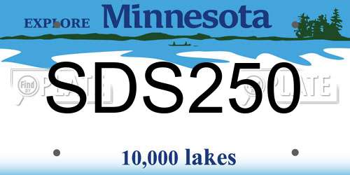SDS250 Minnesota License Plate