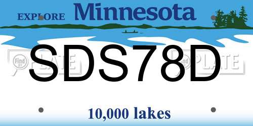 SDS78D Minnesota License Plate