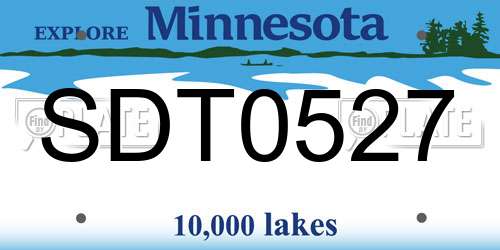 SDT0527 Minnesota License Plate