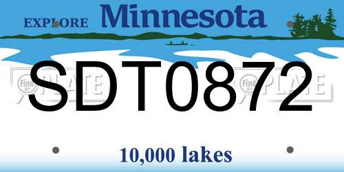 SDT0872 Minnesota License Plate