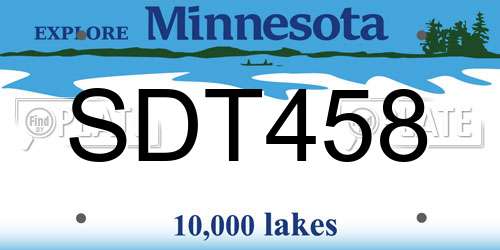 SDT458 Minnesota License Plate
