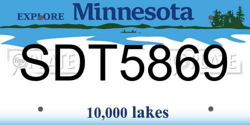 SDT5869 Minnesota License Plate