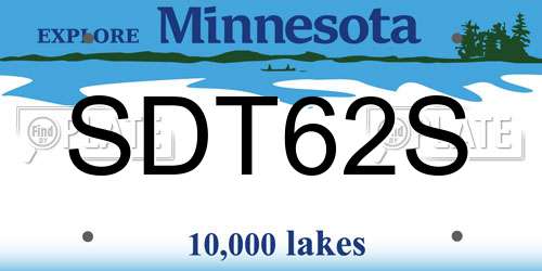 SDT62S Minnesota License Plate