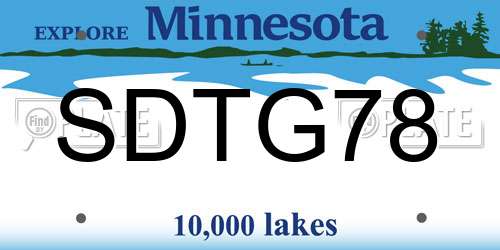 SDTG78 Minnesota License Plate