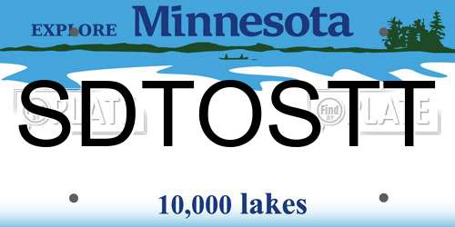 SDTOSTT Minnesota License Plate