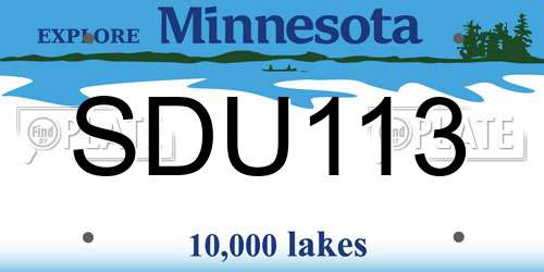 SDU113 Minnesota License Plate