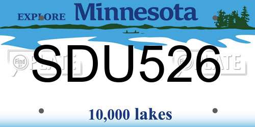 SDU526 Minnesota License Plate