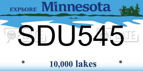 SDU545 Minnesota License Plate
