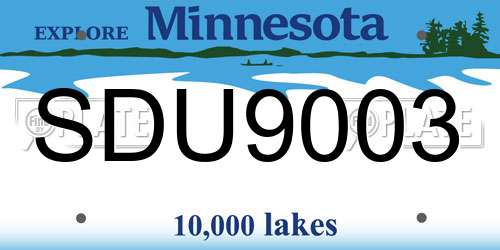 SDU9003 Minnesota License Plate
