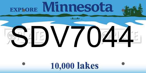 SDV7044 Minnesota License Plate