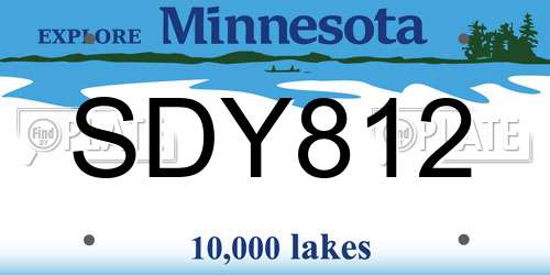 SDY812 Minnesota License Plate