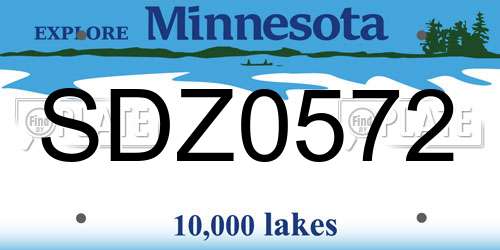 SDZ0572 Minnesota License Plate