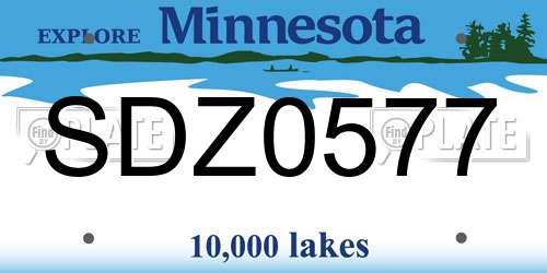 SDZ0577 Minnesota License Plate