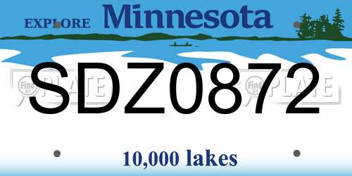 SDZ0872 Minnesota License Plate