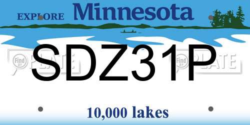 SDZ31P Minnesota License Plate