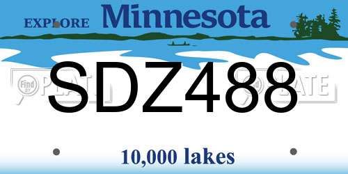 SDZ488 Minnesota License Plate