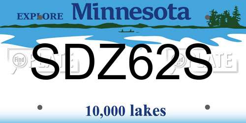 SDZ62S Minnesota License Plate