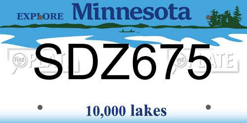 SDZ675 Minnesota License Plate