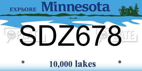 SDZ678 Minnesota License Plate
