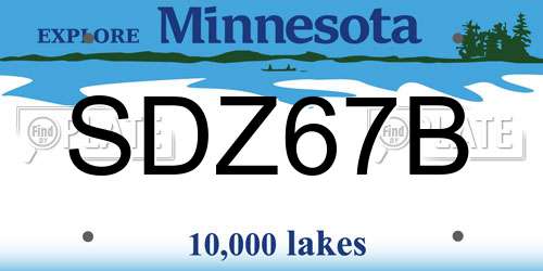 SDZ67B Minnesota License Plate