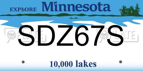 SDZ67S Minnesota License Plate