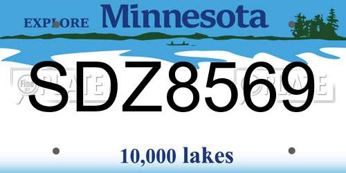 SDZ8569 Minnesota License Plate