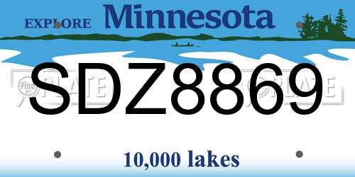 SDZ8869 Minnesota License Plate