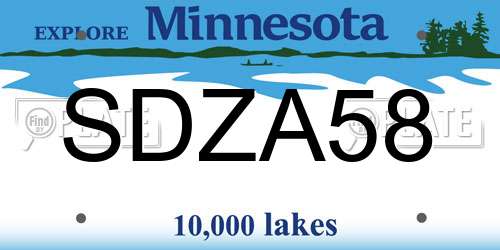SDZA58 Minnesota License Plate